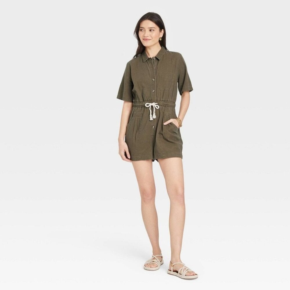 Universal Thread Women's Short Sleeve Boilersuit Green Size Small